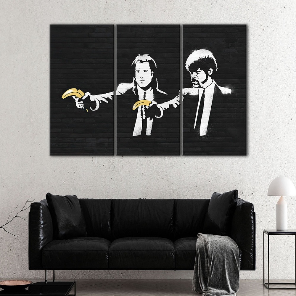Banksy Pulp Fiction Banana Guns 3 Split Canvas Print